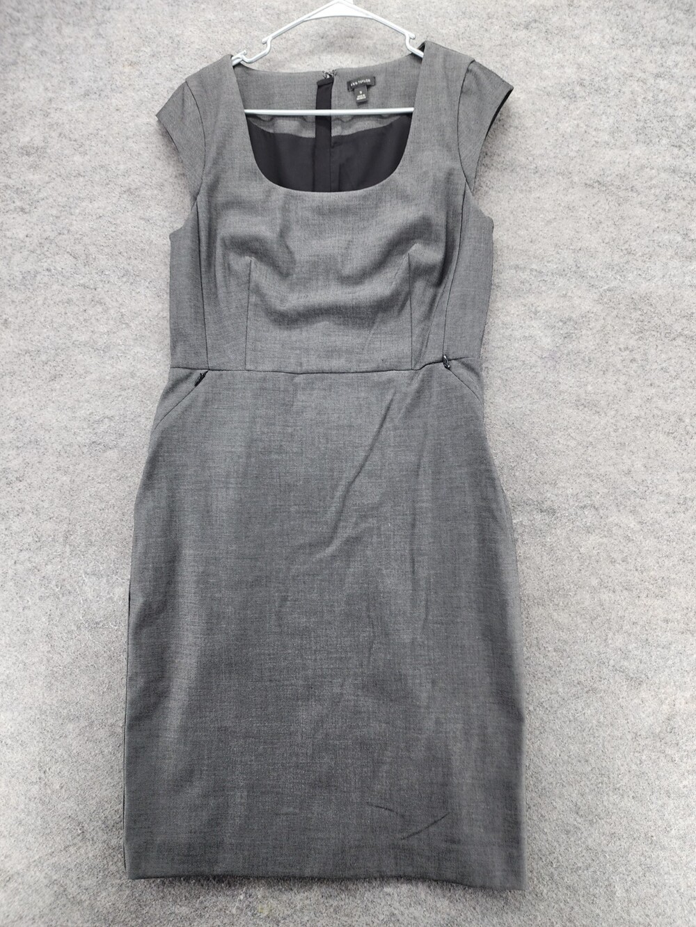 Ann Taylor Dress Womens 10 Gray Square Neck Pencil Straight
